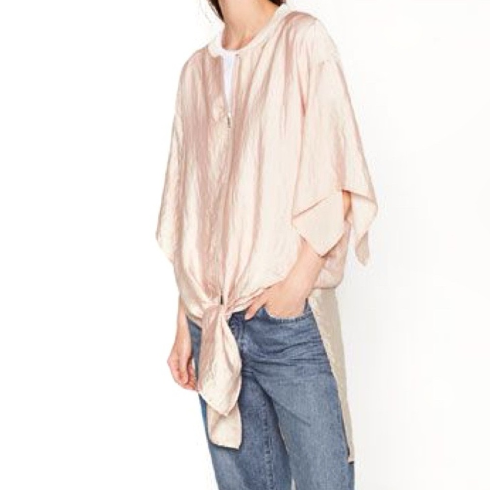 Pink Tie-Front Blouse